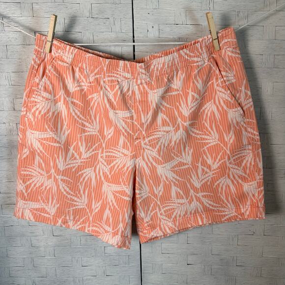 Lands End tropical Hawaiian shorts stretchy waistband packets striped plus size - Picture 1 of 13